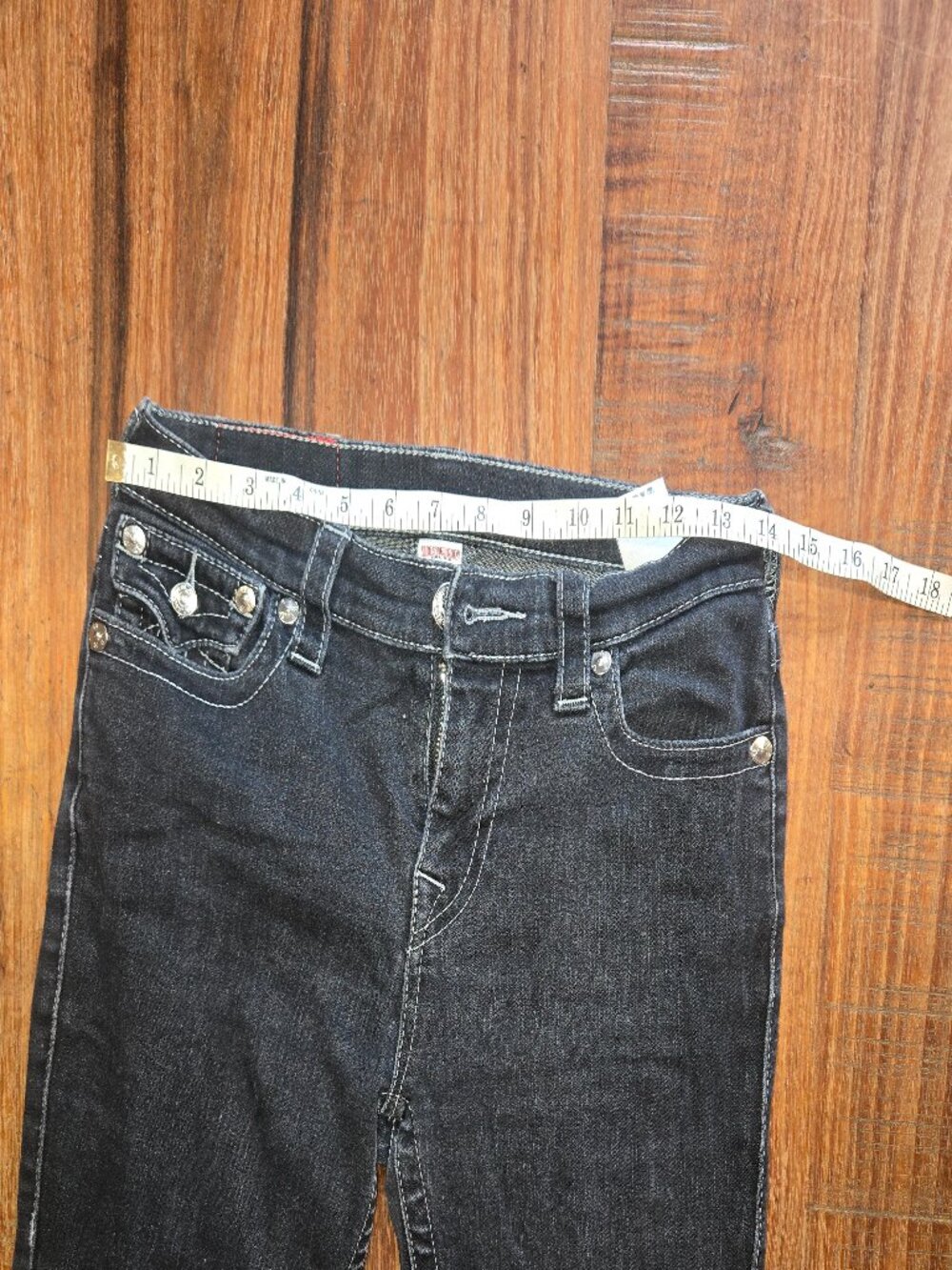 True Religion Dark Wash Skinny Jeans Flap Back Pockets Size 27 - Picture 4 of 7